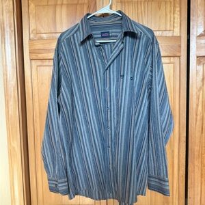 Casa Moda Men's Blue & Gray Striped Long-Sleeve Button Shirt